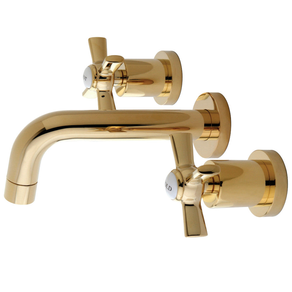 Kingston Brass KS8122ZX Millennium 2-Handle Wall Mount Bathroom Faucet, Polished Brass - BNGBath