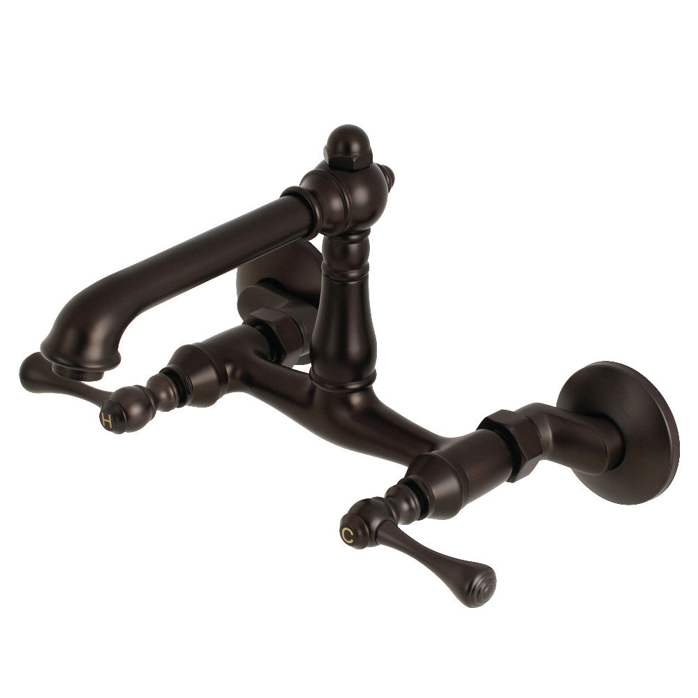 Kingston Brass English Country 6-Inch Adjustable Center Wall Mount Kitchen Faucet, Oil Rubbed Bronze - BNGBath