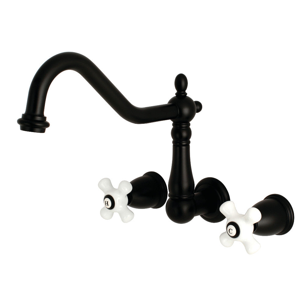 Kingston Brass KS1280PX Wall Mount Kitchen Faucet, Matte Black - BNGBath