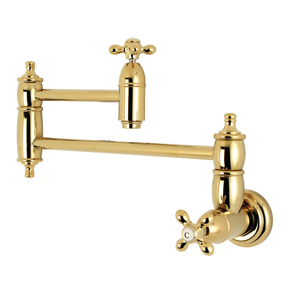 Kingston Brass KS3102AX Restoration Wall Mount Pot Filler Kitchen Faucet, Polished Brass - BNGBath