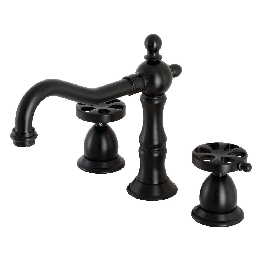 Kingston Brass KS1970RX Belknap Widespread Bathroom Faucet with Brass Pop-Up, Matte Black - BNGBath