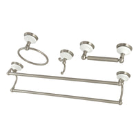 Thumbnail for Kingston Brass BAK1113478SN Victorian 4-Pieces Dual Towel Bar Bathroom Hardware Set, Brushed Nickel - BNGBath