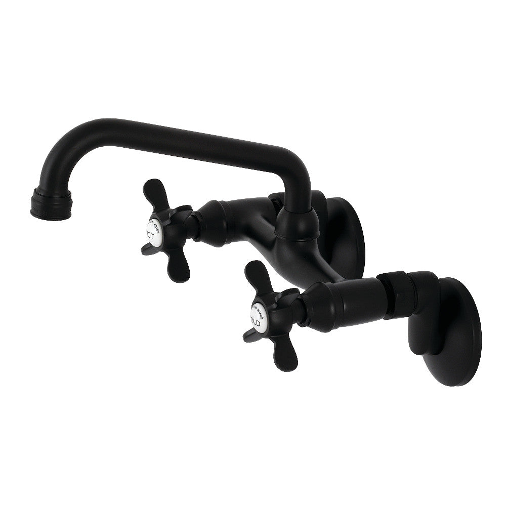 Kingston Brass KS113MB Essex Two Handle Wall Mount Kitchen Faucet, Matte Black - BNGBath