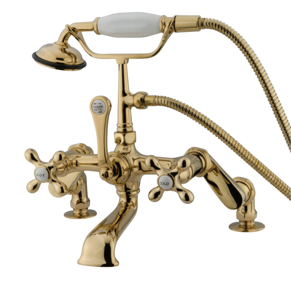 Kingston Brass CC657T2 Vintage Adjustable Center Deck Mount Tub Faucet, Polished Brass - BNGBath