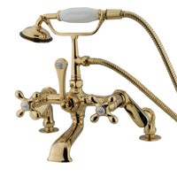 Thumbnail for Kingston Brass CC657T2 Vintage Adjustable Center Deck Mount Tub Faucet, Polished Brass - BNGBath