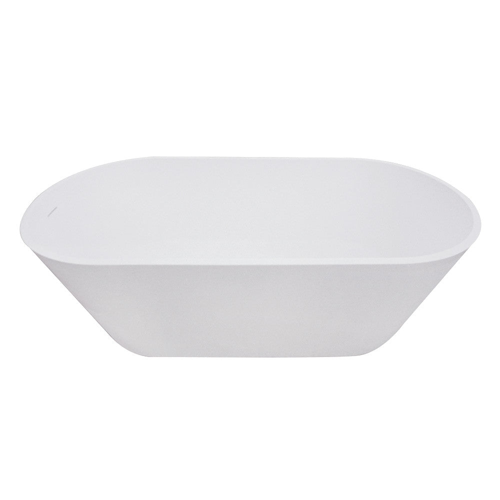 Aqua Eden VRTRS673123 Arcticstone 67-Inch Solid Surface White Stone Freestanding Tub with Drain, Matte White - BNGBath