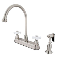 Thumbnail for Kingston Brass KB3758PXBS Restoration Centerset Kitchen Faucet, Brushed Nickel - BNGBath