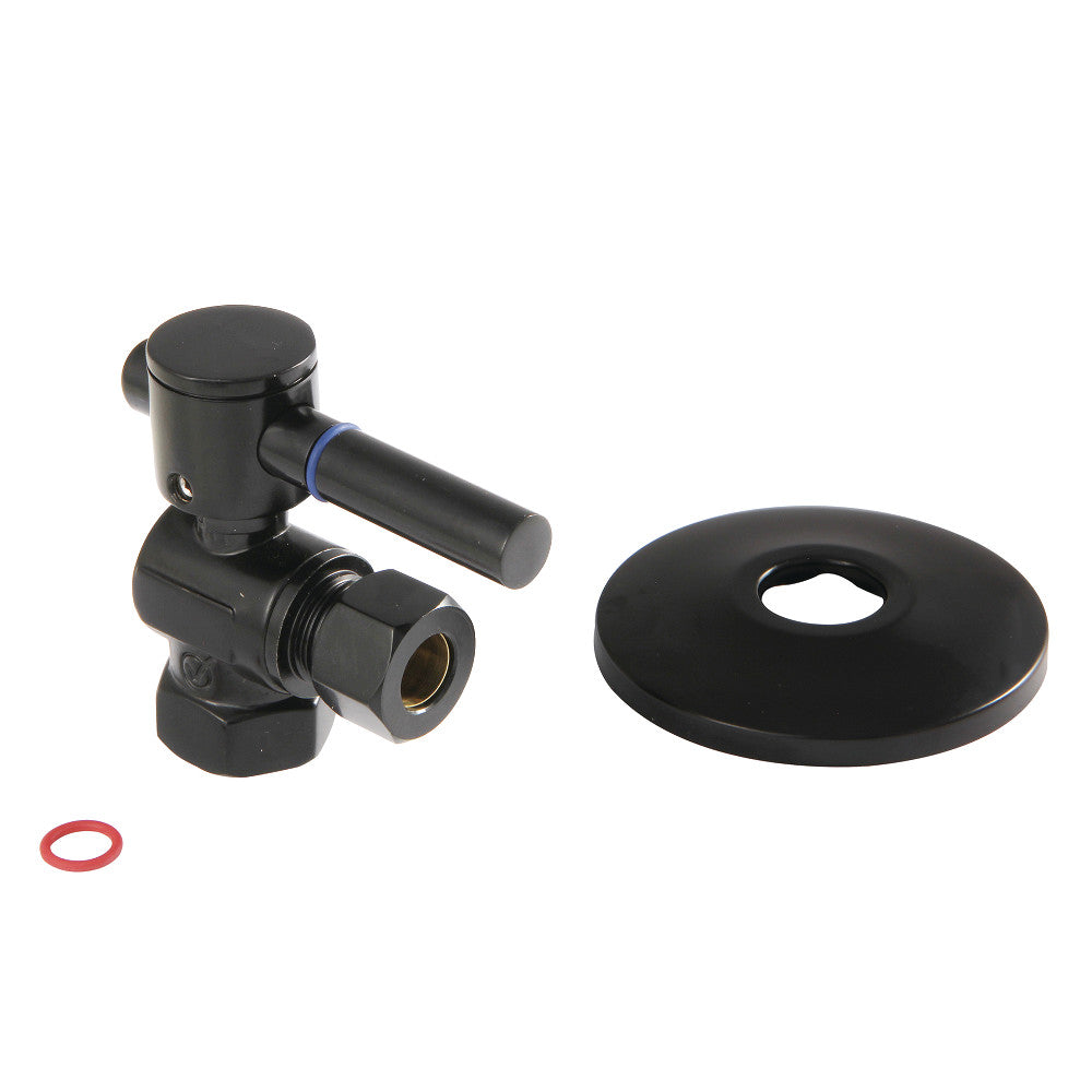 Kingston Brass CC33100DLK 3/8" IPS X 3/8" OD Comp Quarter-Turn Angle Stop Valve with Flange, Matte Black - BNGBath