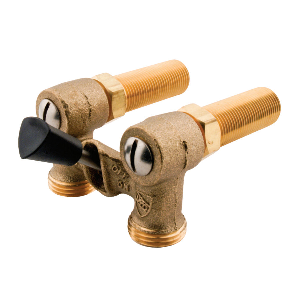 1/2" MIP Inlet x 3/4" Hose Thread, Dual Outlet Washing Machine Shut off Valve, Brass - BNGBath