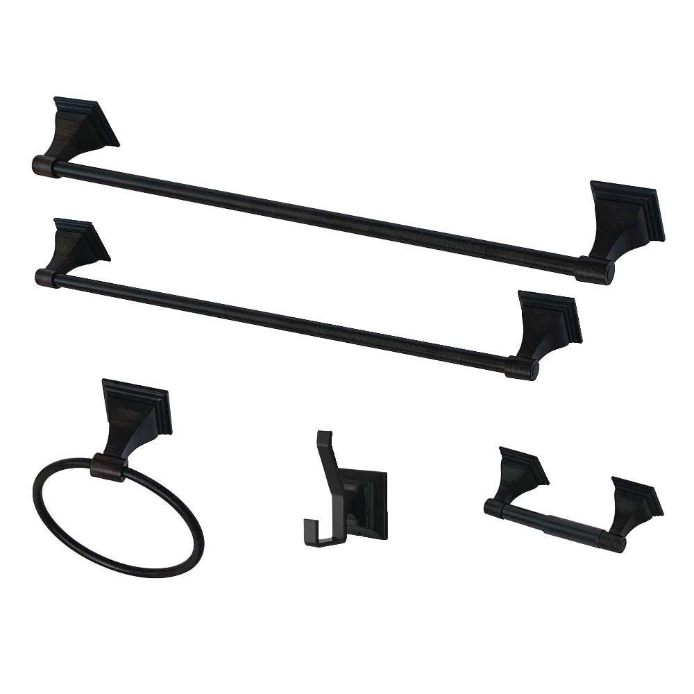 Kingston Brass BAHK61212478K Monarch 5-Piece Bathroom Accessory Set, Black - BNGBath