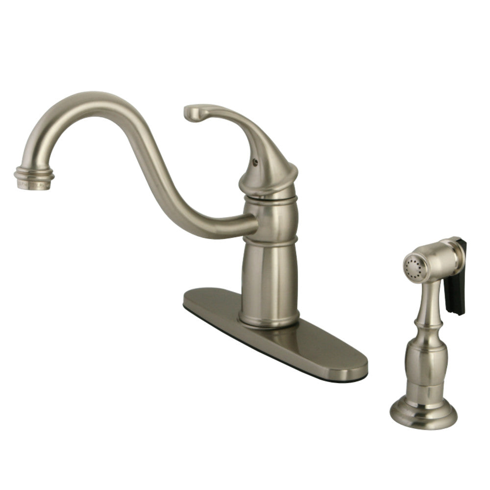 Kingston Brass KB1578GLBS Georgian 8" Centerset Kitchen Faucet with Brass Sprayer, Brushed Nickel - BNGBath