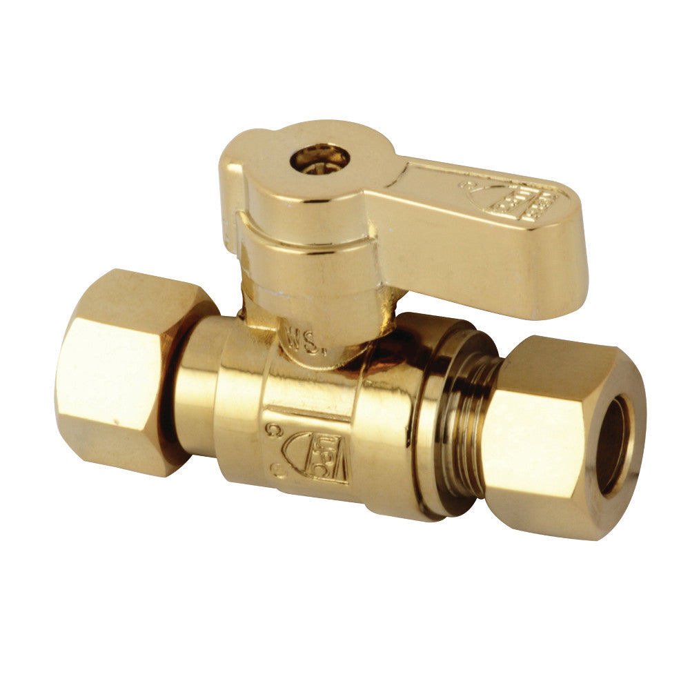 Kingston Brass KF3330PB 3/8" Swivel X 3/8" OD Comp Straight Stop Valve, Polished Brass - BNGBath