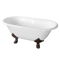 Thumbnail for Aqua Eden VCTND603119NC5 60-Inch Cast Iron Double Ended Clawfoot Tub (No Faucet Drillings), White/Oil Rubbed Bronze - BNGBath