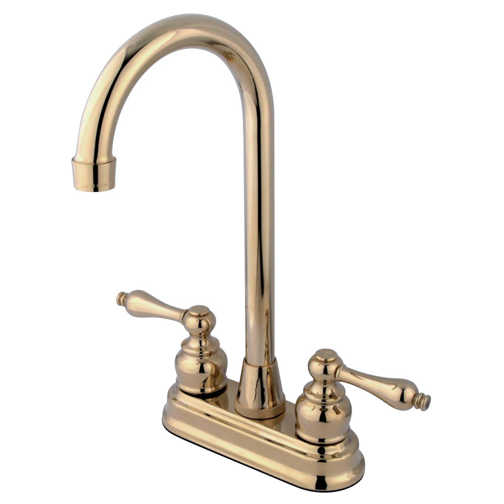 Kingston Brass KB492AL Victorian 4" Centerset High Arch Bar Faucet, Polished Brass - BNGBath