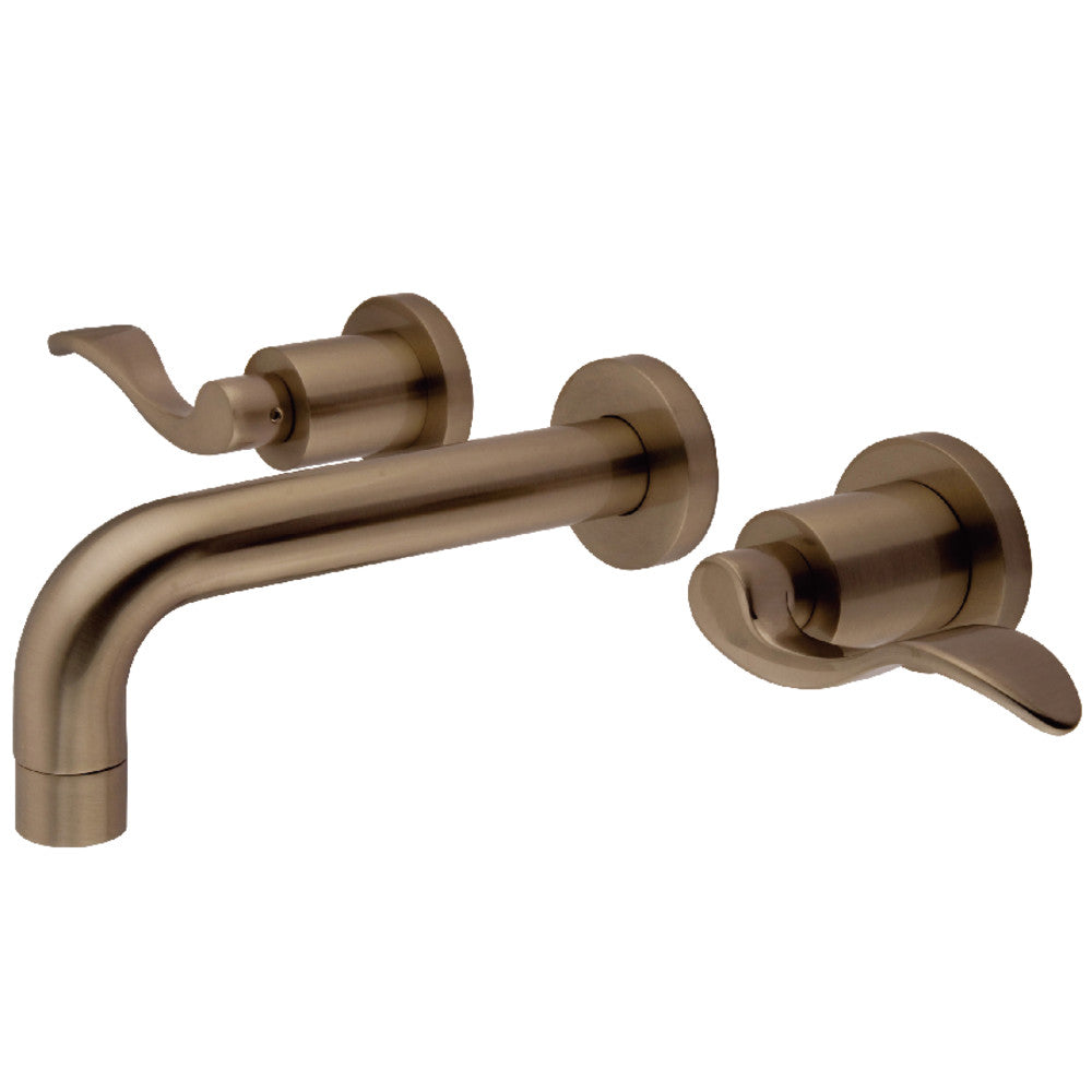 Kingston Brass KS8128DFL NuWave 2-Handle Wall Mount Bathroom Faucet, Brushed Nickel - BNGBath