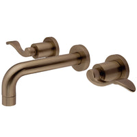 Thumbnail for Kingston Brass KS8128DFL NuWave 2-Handle Wall Mount Bathroom Faucet, Brushed Nickel - BNGBath