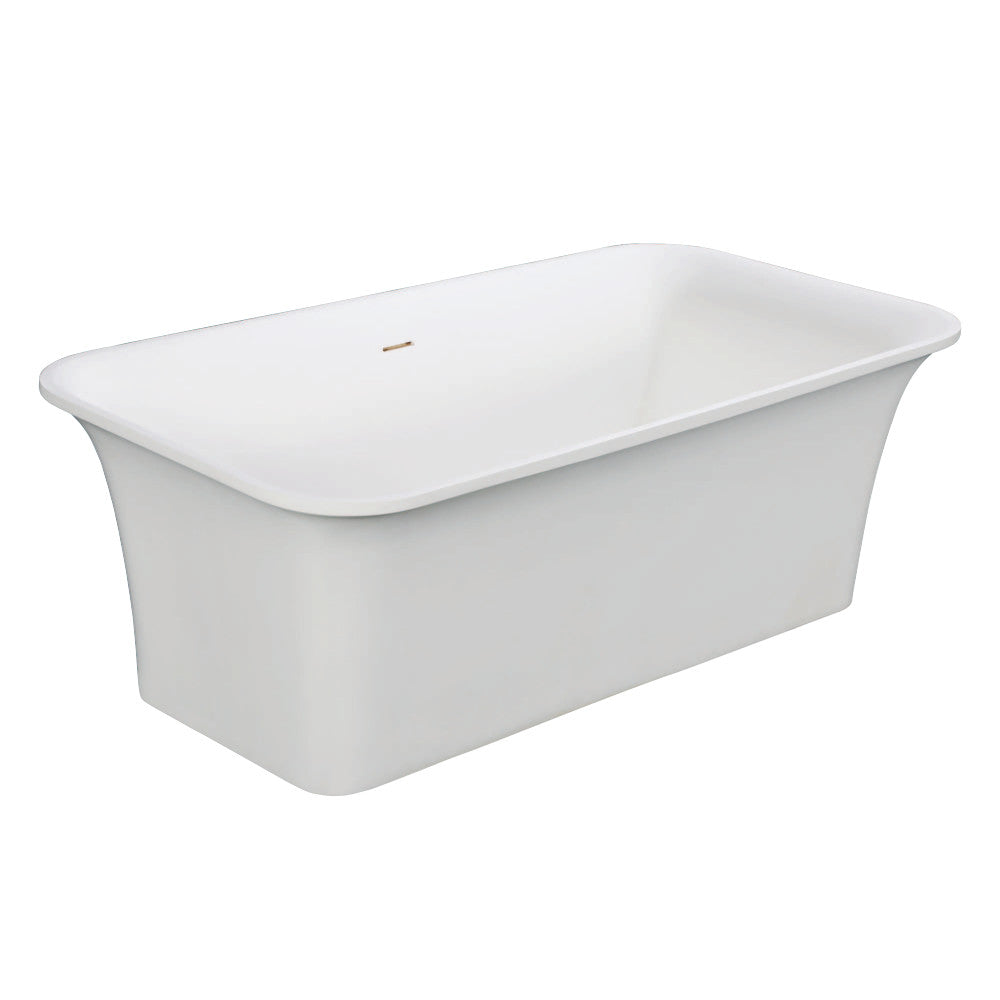 Aqua Eden VRTSQ673624 Arcticstone 67-Inch Solid Surface White Stone Freestanding Tub with Drain, Matte White - BNGBath