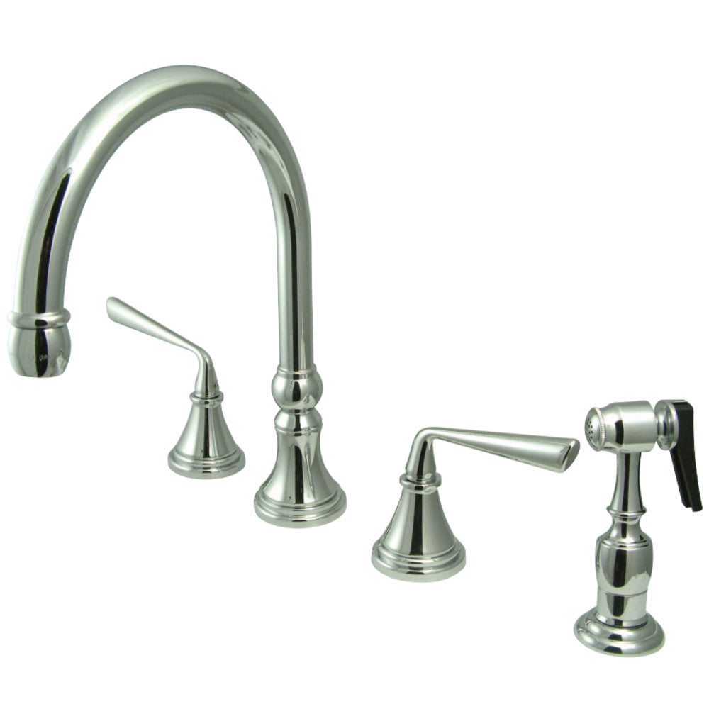 Kingston Brass KS2791ZLBS Widespread Kitchen Faucet, Polished Chrome - BNGBath