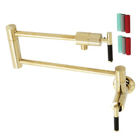 Thumbnail for Kingston Brass KS4102CKL Kaiser Wall Mount Pot Filler Faucet, Polished Brass - BNGBath