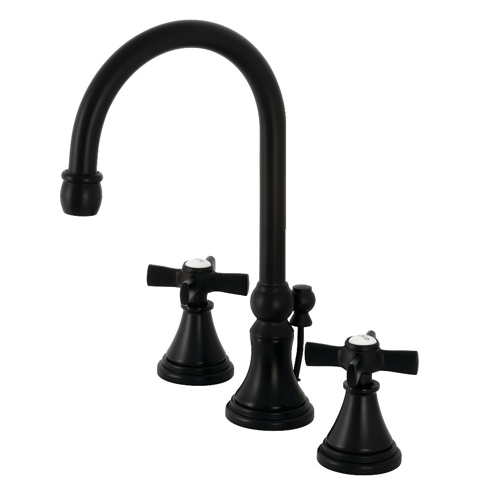 Kingston Brass KS2980ZX Millennium Widespread Bathroom Faucet with Brass Pop-Up, Matte Black - BNGBath