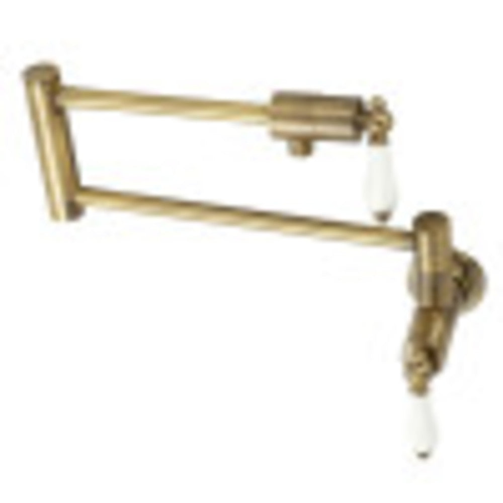 Kingston Brass KS4103PL Metropolitan Wall Mount Pot Filler, Antique Brass - BNGBath