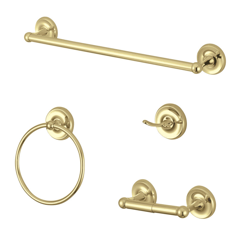 Kingston Brass BAK312478PB Victorian 4-Piece Bathroom Accessory Set, Polished Brass - BNGBath