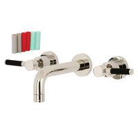 Thumbnail for Kingston Brass KS8126DKL Kaiser 2-Handle Wall Mount Bathroom Faucet, Polished Nickel - BNGBath