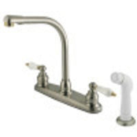 Thumbnail for Kingston Brass KB719 Victorian Centerset Kitchen Faucet, Brushed Nickel/Polished Brass - BNGBath