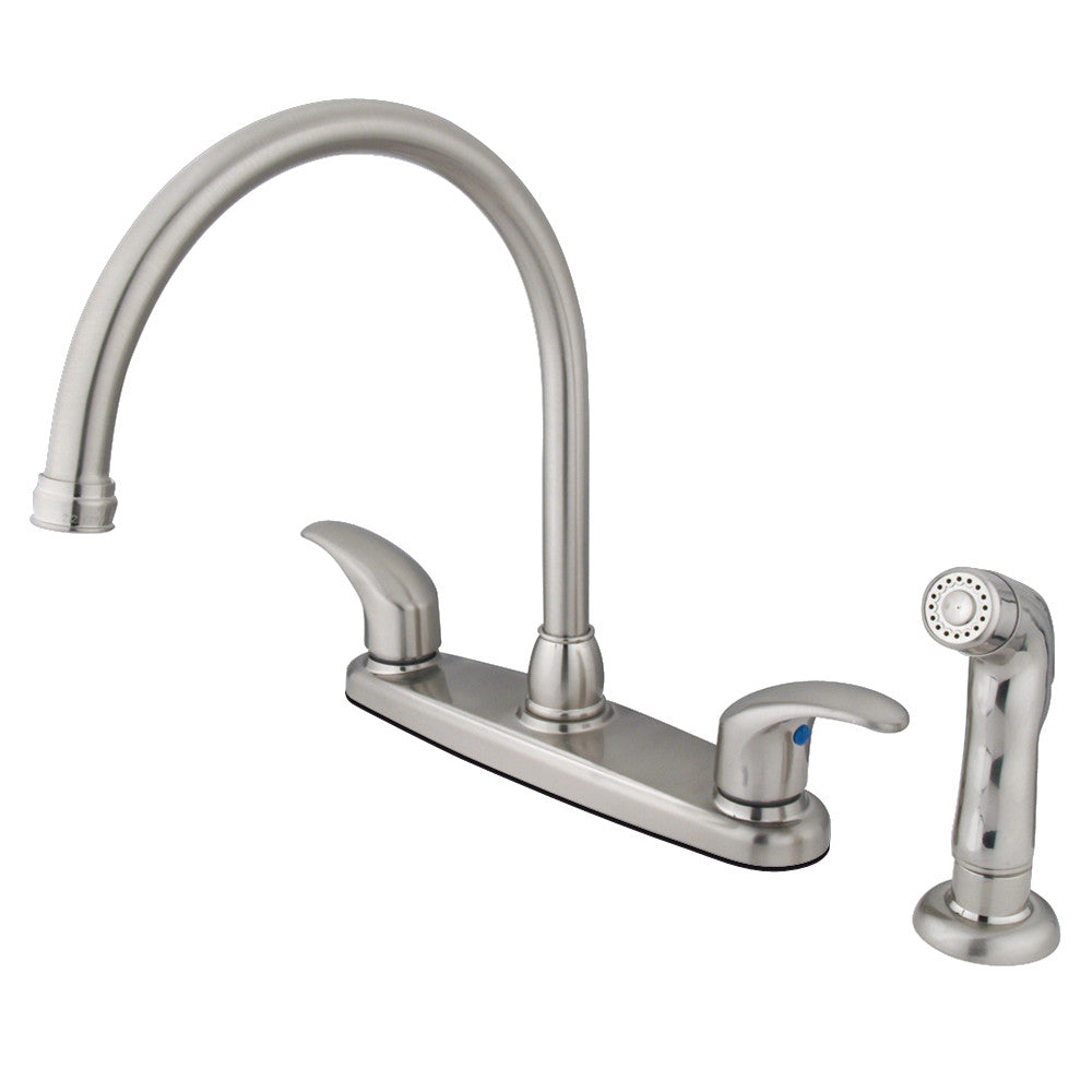 Kingston Brass KB6798LLSP 8-Inch Centerset Kitchen Faucet, Brushed Nickel - BNGBath