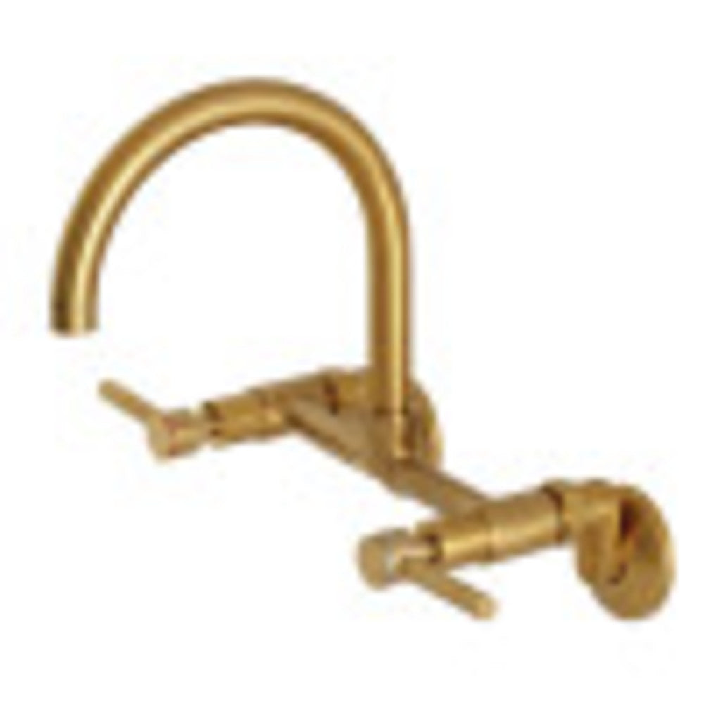 Kingston Brass Concord 8-Inch Adjustable Center Wall Mount Kitchen Faucet, Brushed Brass - BNGBath