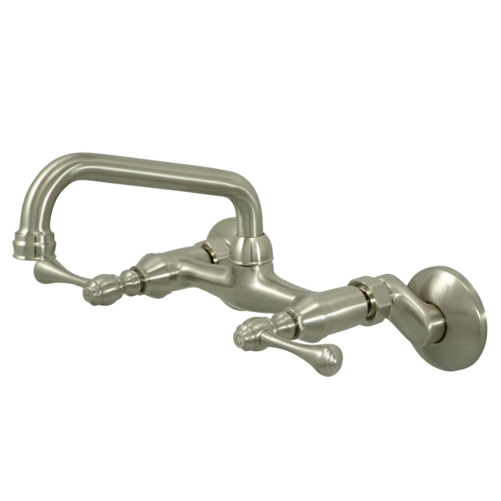 Kingston Brass KS313SN Kingston Two Handle Wall Mount Kitchen Faucet, Brushed Nickel - BNGBath