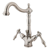 Thumbnail for Kingston Brass KS1438NL Naples Two-Handle Bathroom Faucet with Brass Pop-Up and Cover Plate, Brushed Nickel - BNGBath