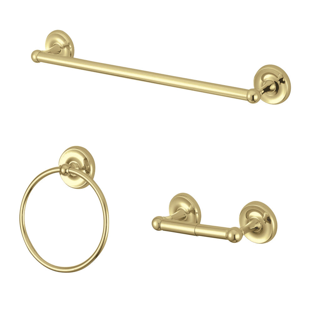 Kingston Brass BAK31248PB Victorian 3-Piece Bathroom Accessory Set, Polished Brass - BNGBath