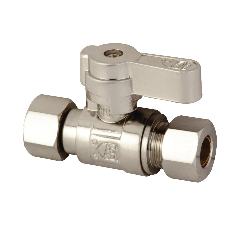 Kingston Brass KF3330SN 3/8" Swivel X 3/8" OD Comp Straight Stop Valve, Brushed Nickel - BNGBath