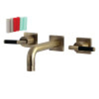 Thumbnail for Kingston Brass KS6123CKL Ksiser Two-Handle Wall Mount Bathroom Faucet, Antique Brass - BNGBath