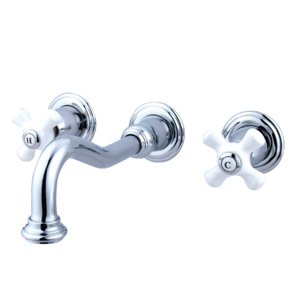 Kingston Brass KS3121PX Vintage 2-Handle Wall Mount Bathroom Faucet, Polished Chrome - BNGBath