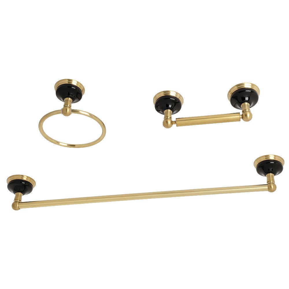 Kingston Brass BAK911148BB Water Onyx 3-Piece Bathroom Accessory Set, Brushed Brass - BNGBath