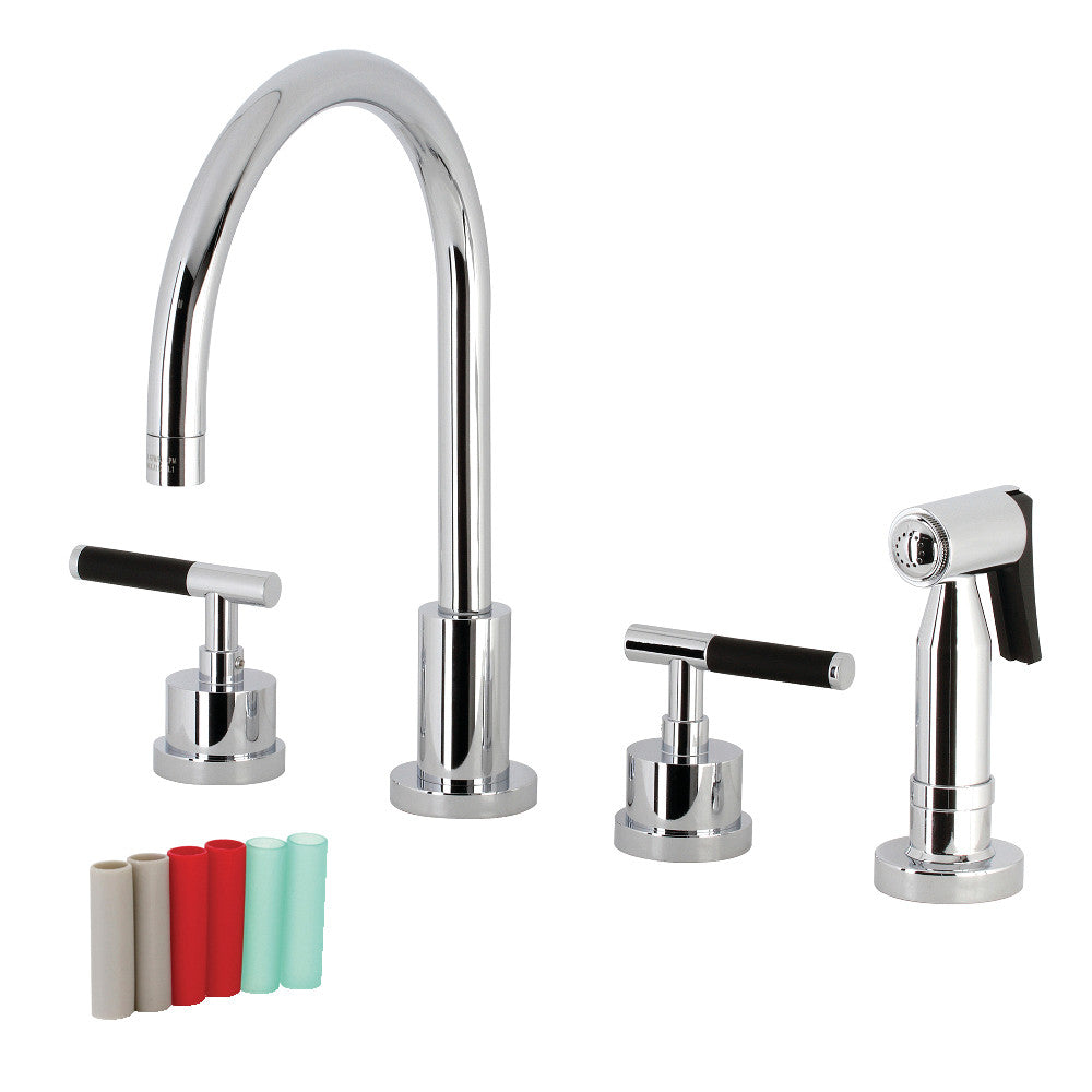 Kingston Brass KS8721CKLBS Kaiser Widespread Kitchen Faucet with Brass Sprayer, Polished Chrome - BNGBath