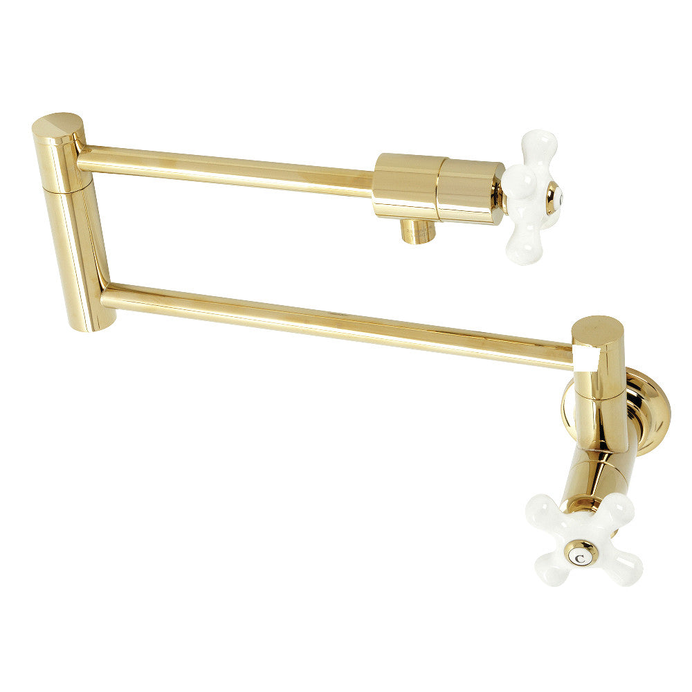 Kingston Brass KS4102PX Metropolitan Wall Mount Pot Filler, Polished Brass - BNGBath