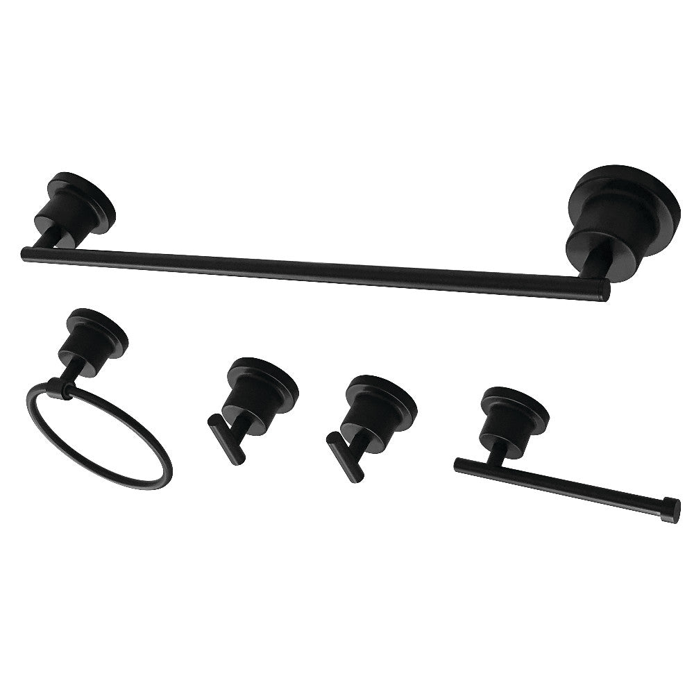 Kingston Brass BAH8212478MB Concord 5-Piece Bathroom Accessory Set, Matte Black - BNGBath