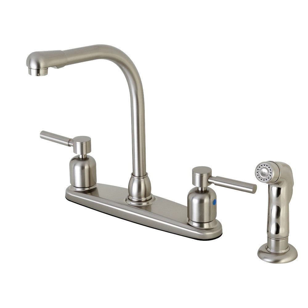 Kingston Brass FB758DLSP Concord 8-Inch Centerset Kitchen Faucet with Sprayer, Brushed Nickel - BNGBath