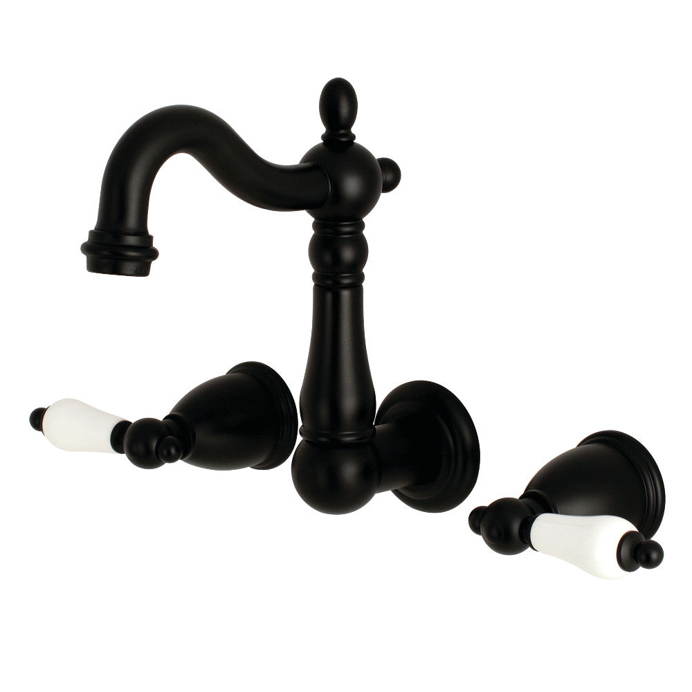 Kingston Brass KS1220PL 8-Inch Center Wall Mount Bathroom Faucet, Matte Black - BNGBath