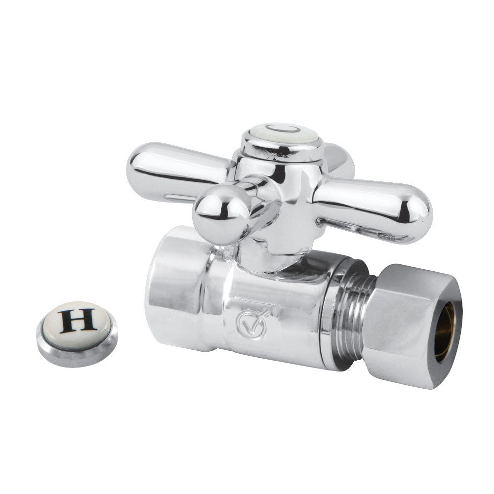 Kingston Brass CC43251X 1/2" Sweat, 3/8" O.D. Comp Straight Shut-Off Valve, Polished Chrome - BNGBath