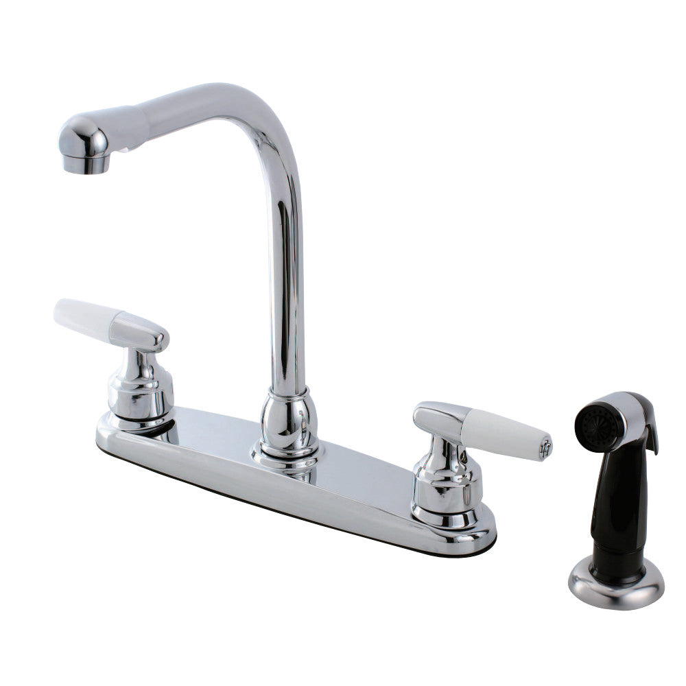 Kingston Brass FB751 Americana 8-Inch Centerset Kitchen Faucet with Sprayer, Polished Chrome - BNGBath