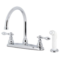 Thumbnail for Kingston Brass KB721ACL American Classic Centerset Kitchen Faucet with Side Sprayer, Polished Chrome - BNGBath