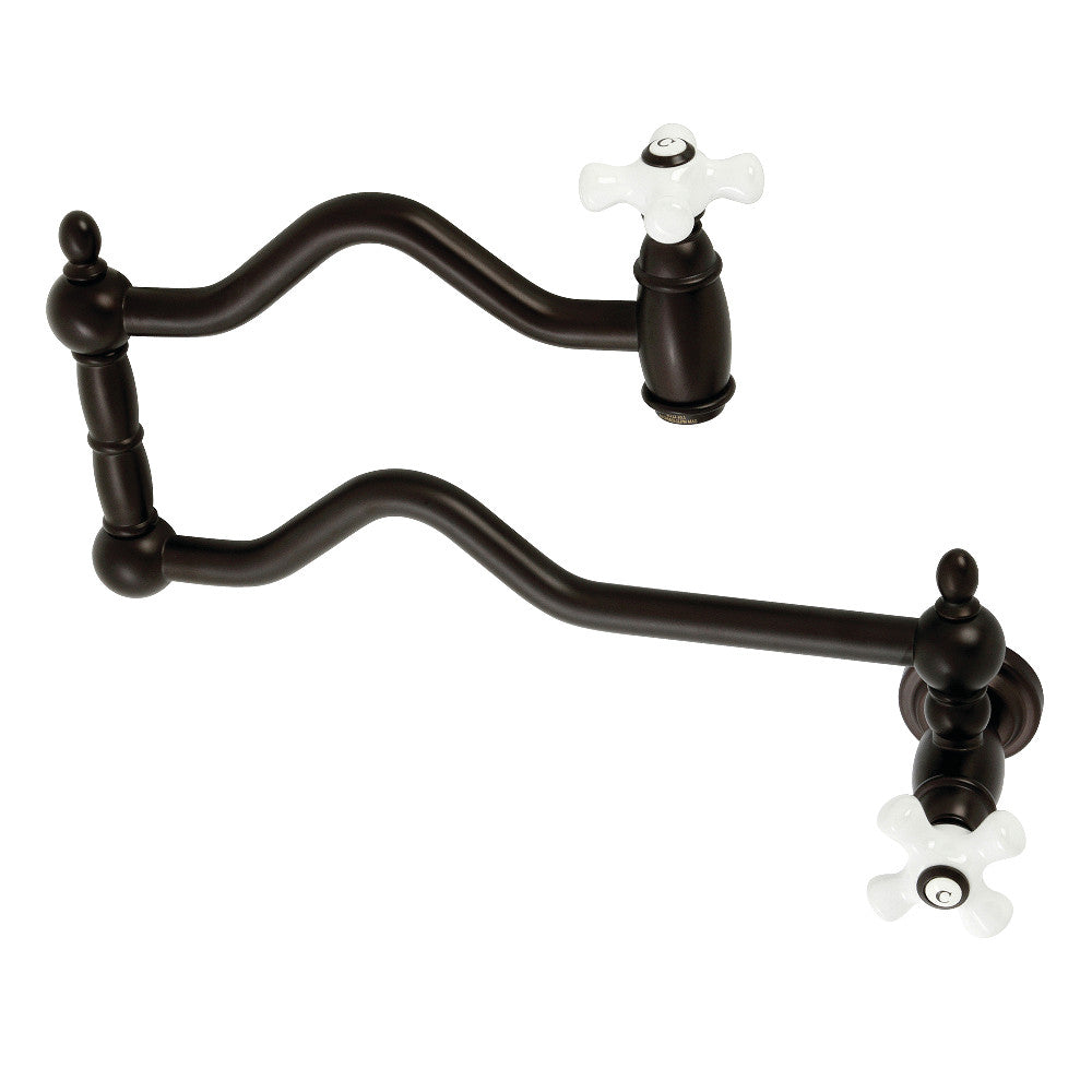 Kingston Brass KS2105PX Heritage Wall Mount Pot Filler, Oil Rubbed Bronze - BNGBath