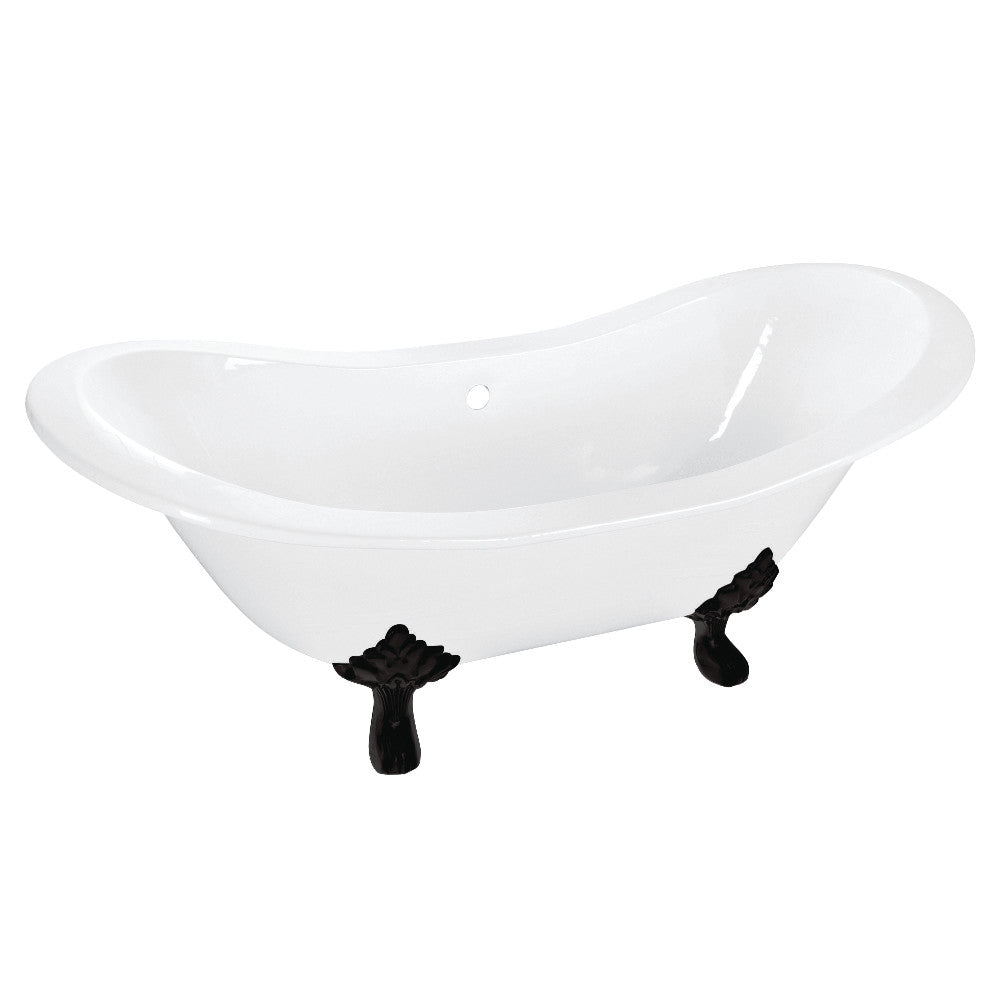 Aqua Eden VCTNDS6130NC0 61-Inch Cast Iron Double Slipper Clawfoot Tub (No Faucet Drillings), White/Matte Black - BNGBath