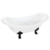 Thumbnail for Aqua Eden VCTNDS6130NC0 61-Inch Cast Iron Double Slipper Clawfoot Tub (No Faucet Drillings), White/Matte Black - BNGBath