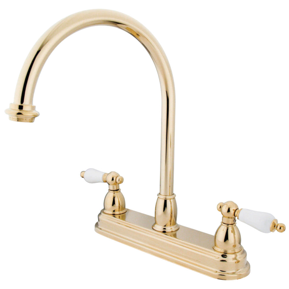 Kingston Brass KB3742PL Restoration Centerset Kitchen Faucet, Polished Brass - BNGBath