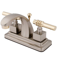 Thumbnail for Kingston Brass KS4649QL 4 in. Centerset Bathroom Faucet, Brushed Nickel/Polished Brass - BNGBath